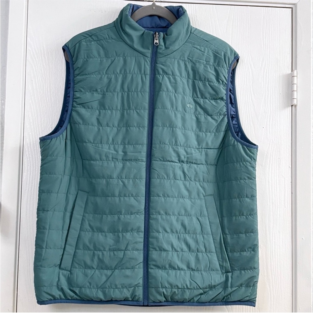 BROOKS BROTHERS Reversible Green/Blue Men's Quilted Sleeveless Puffer Vest Sz XL